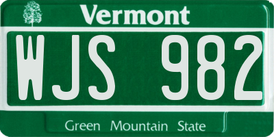 VT license plate WJS982