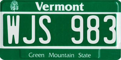 VT license plate WJS983