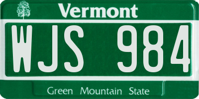 VT license plate WJS984