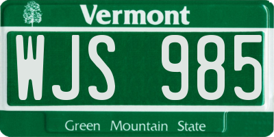 VT license plate WJS985