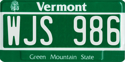 VT license plate WJS986