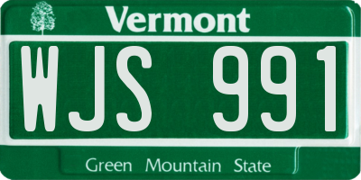 VT license plate WJS991