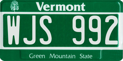 VT license plate WJS992