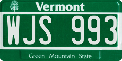 VT license plate WJS993