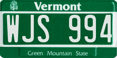 VT license plate WJS994