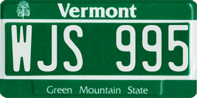 VT license plate WJS995