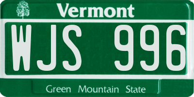 VT license plate WJS996