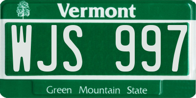 VT license plate WJS997