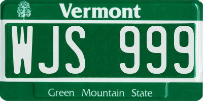 VT license plate WJS999