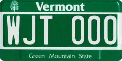 VT license plate WJT000