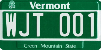 VT license plate WJT001