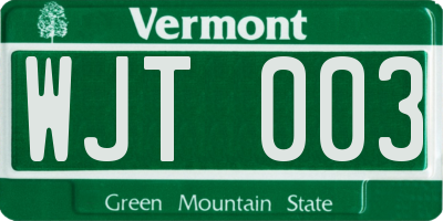 VT license plate WJT003