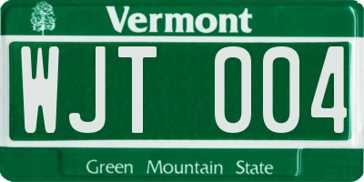 VT license plate WJT004