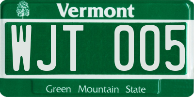 VT license plate WJT005