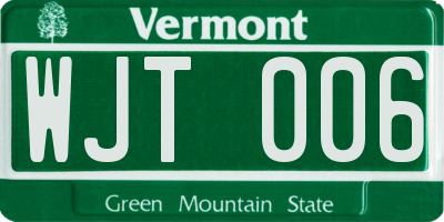VT license plate WJT006