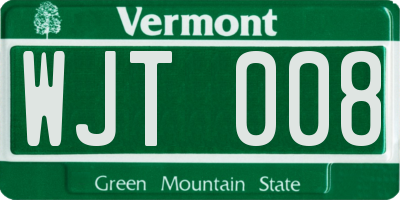 VT license plate WJT008