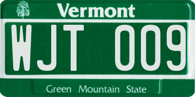 VT license plate WJT009