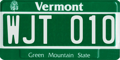 VT license plate WJT010