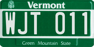 VT license plate WJT011