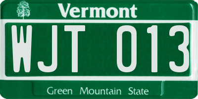 VT license plate WJT013