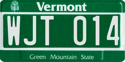 VT license plate WJT014