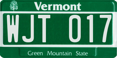 VT license plate WJT017