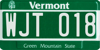 VT license plate WJT018