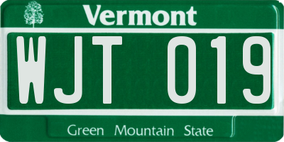 VT license plate WJT019