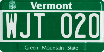 VT license plate WJT020