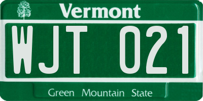 VT license plate WJT021
