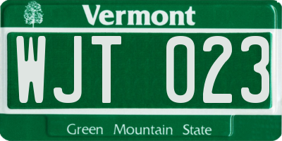 VT license plate WJT023