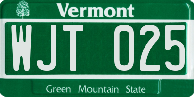 VT license plate WJT025