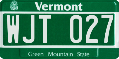 VT license plate WJT027