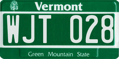 VT license plate WJT028
