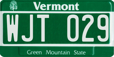 VT license plate WJT029