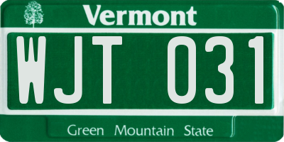 VT license plate WJT031