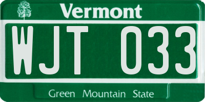 VT license plate WJT033
