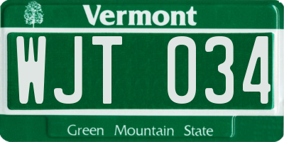 VT license plate WJT034