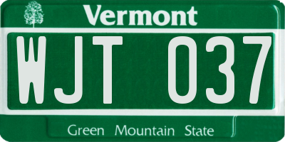 VT license plate WJT037