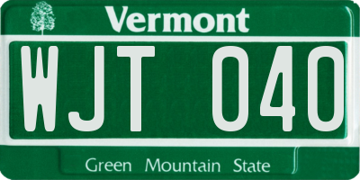 VT license plate WJT040