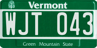 VT license plate WJT043