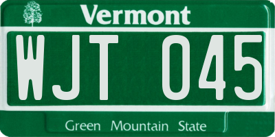 VT license plate WJT045