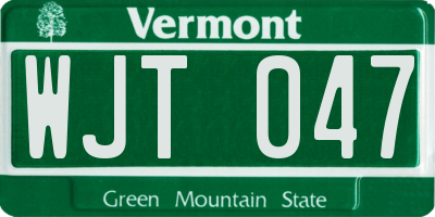 VT license plate WJT047