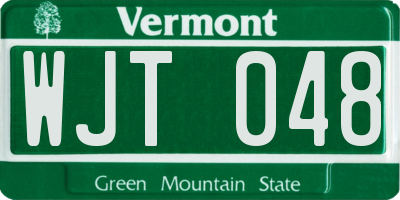 VT license plate WJT048