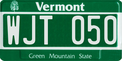 VT license plate WJT050