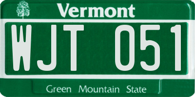 VT license plate WJT051