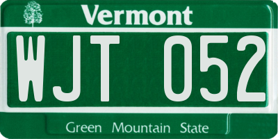 VT license plate WJT052