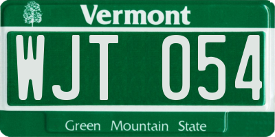 VT license plate WJT054