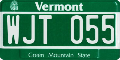 VT license plate WJT055