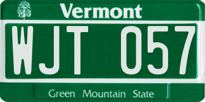 VT license plate WJT057